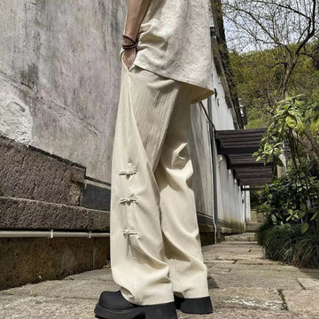 AIDASE  -  Retro-style Fashionable Chinese Casual Men's Summer Loose Straight-leg High-end Drape Wide-leg Pants aidase-shop